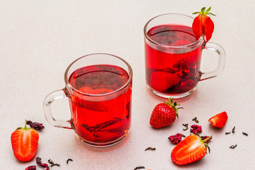 Summer strawberry hibiscus green tea