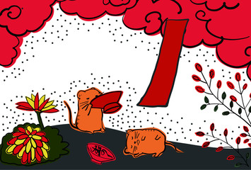  Japanese rat New Year card