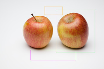 Manzana sana y saludable con diseños y dibujos, símbolos y otras cosas