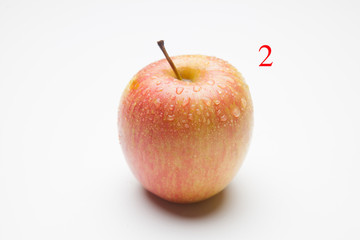 Manzana sana y saludable con dibujos y símbolos, fórmulas y otras cosas