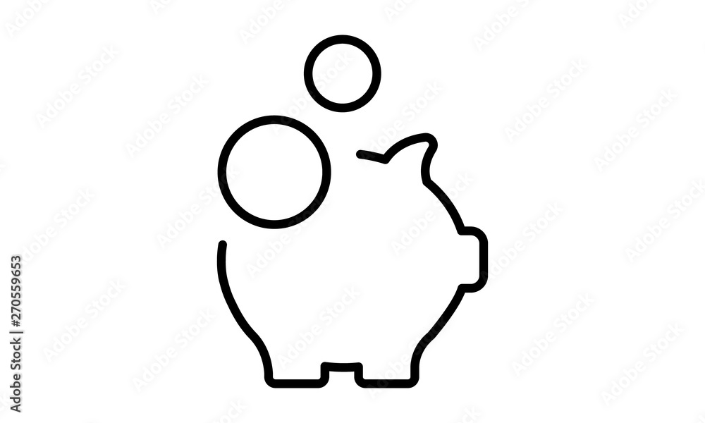 Wall mural piggy bank. fully scalable vector icon in outline style. - vector