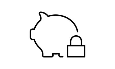 Piggy bank security icon for financial safety and savings
