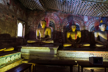 Dambulla cave temple interior in Sri Lanka
