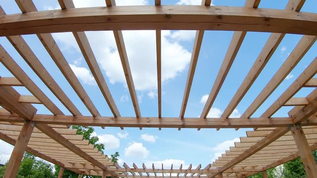 Wooden pergola in the park