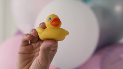 Duck squeezed in hand