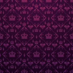 Dark purple background with floral pattern in Royal style for your design, vector image