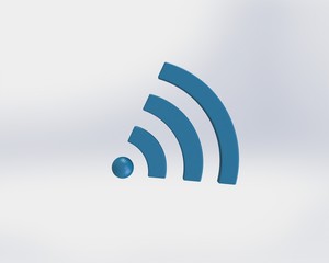 3D Rendering Blue Wifi Wireless Network Symbol isolated on white background – Illustration 