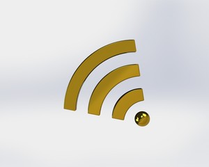 3D Rendering Gold Wifi Wireless Network Symbol isolated on white background – Illustration