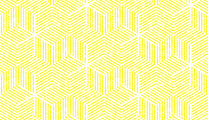 Abstract geometric pattern with stripes, lines. Seamless vector background. White and yellow ornament. Simple lattice graphic design