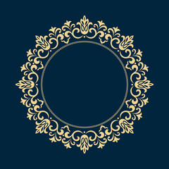 Decorative frame Elegant vector element for design in Eastern style, place for text. Floral golden border. Lace illustration for invitations and greeting cards.