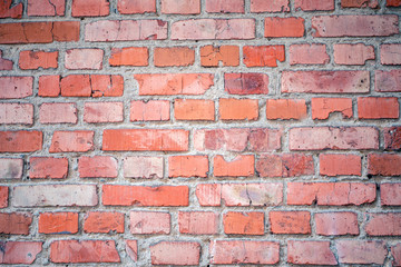 brick wall of red color, wide masonry