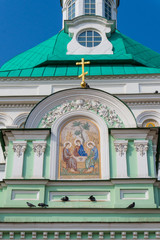 Obraz premium Detail of mosaic in entrance of the Holy Trinity St. Sergius Lavra in Sergiev Posad, Serghiev Posad, Moscow, Russia