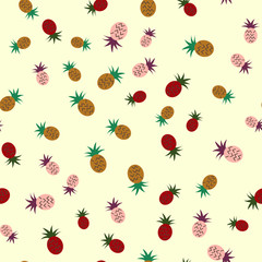 Fresh Pineapples Vector Repeat Seamless Pattern