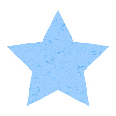 Grunge star. Pastel blue star with texture on an isolated white background.  Illustration.