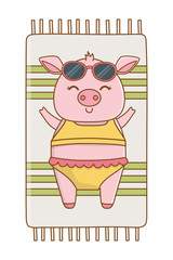 cute animal enjoying summer time cartoon