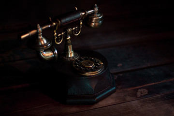 old gramophone on a black background