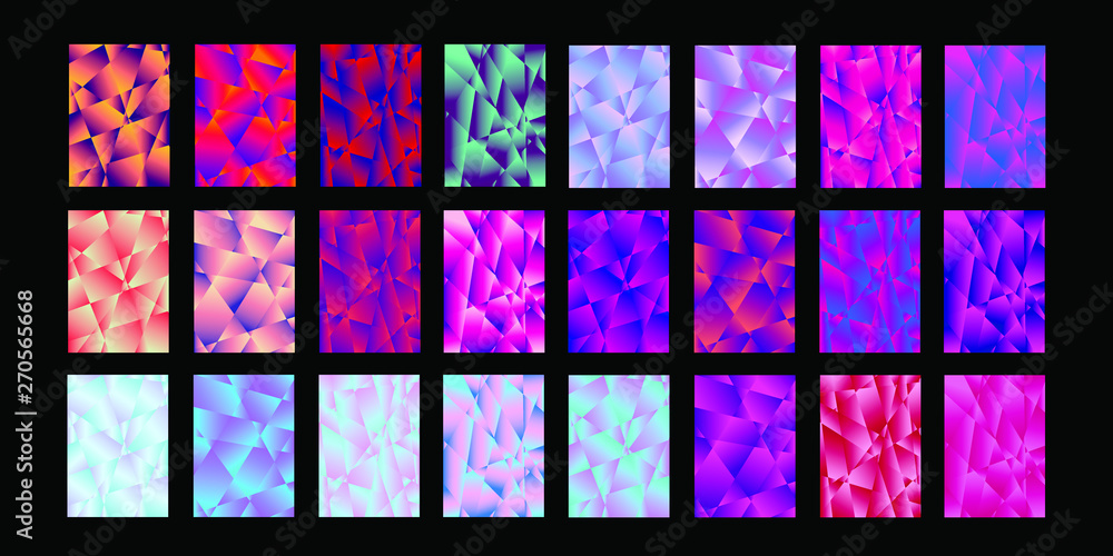 Poster set of colorful polygonal vector eps 10 illustration gradient background texture. simply geometric p