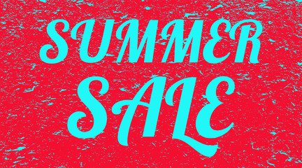 Slogan summer sale on red grunge background. Illustration.