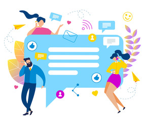 Cartoon People Talk Bubble Speech Social Media