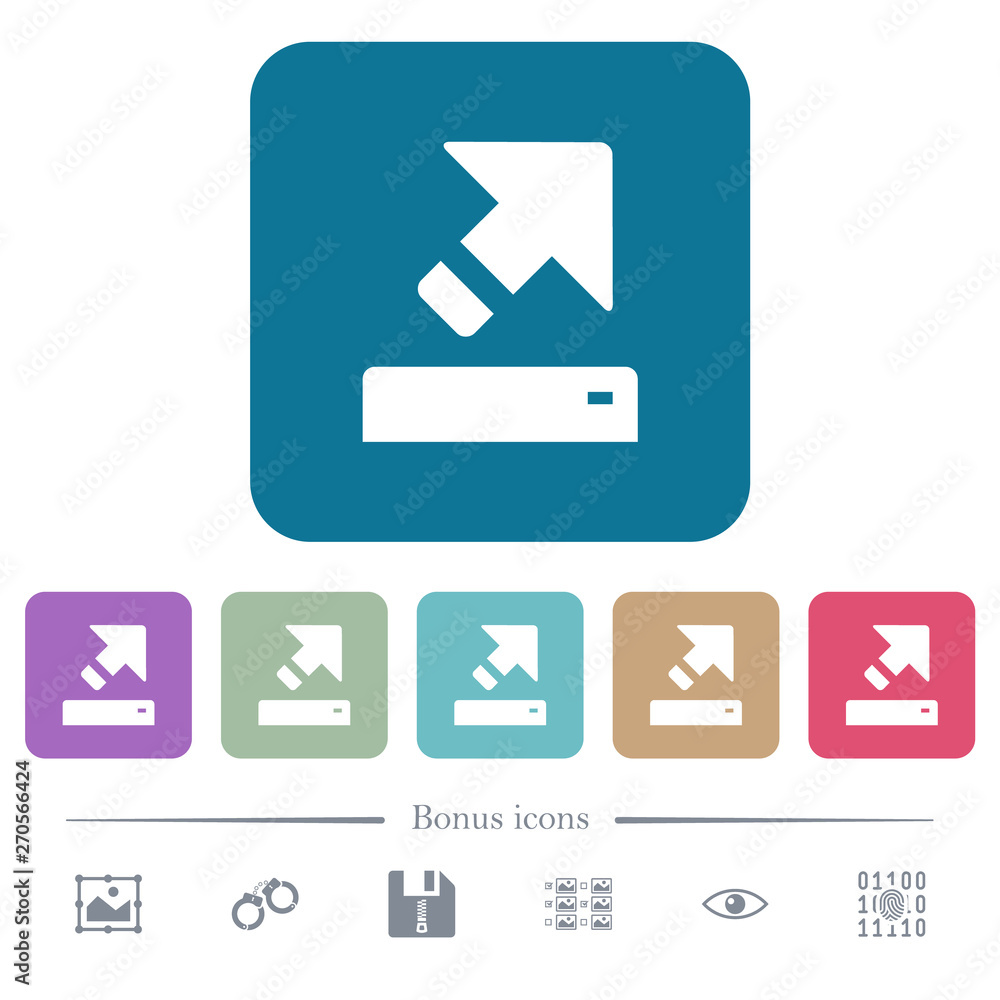 Poster export flat icons on color rounded square backgrounds