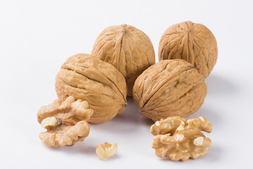 Walnuts, Walnuts on white background, Walnuts isolated,  Walnuts kernel