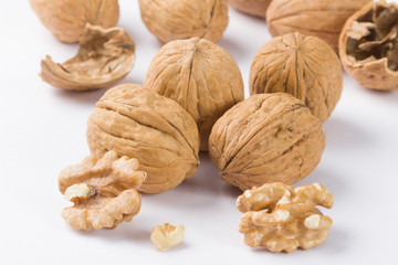 Walnuts, Walnuts on white background, Walnuts isolated,  Walnuts kernel