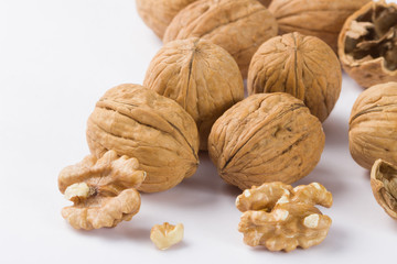 Walnuts, Walnuts on white background, Walnuts isolated,  Walnuts kernel