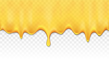Dripping honey. Transparent seamless pattern.