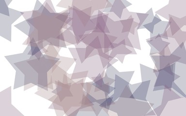 Gray translucent stars on a white background. Gray tones. 3D illustration