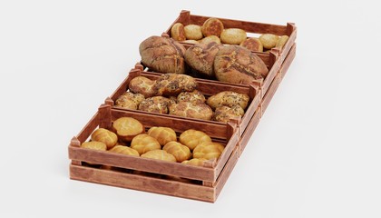 Realistic 3D Render of Bakery Set