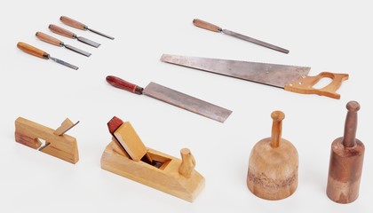 Realistic 3d Render of Carpentry Tools