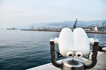 view of the island in santorini greece, photo as a background