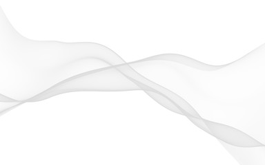 White abstract background. Fluttering white scarf. Waving on wind white fubric. 3D illustration
