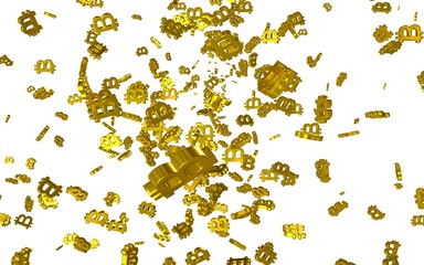 Digital currency symbol Bitcoin on a white background. Fall of bitcoin. crypto currency graph on virtual screen. Business, Finance and technology concept. 3D illustration