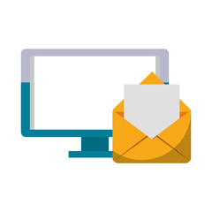 Computer screen and email symbol isolated Vector illustration