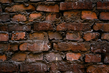 old red brick relief masonry, wall in an old building