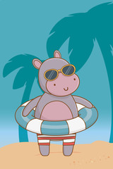 summer vacation relax cartoon vector illustration