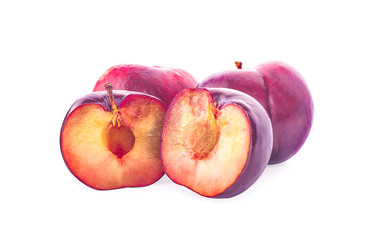 Plums isolated on white background