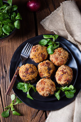 stuffed with minced meat and baked Champignons