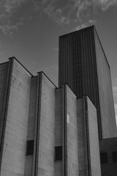 Modernist building of National Library in Kyiv