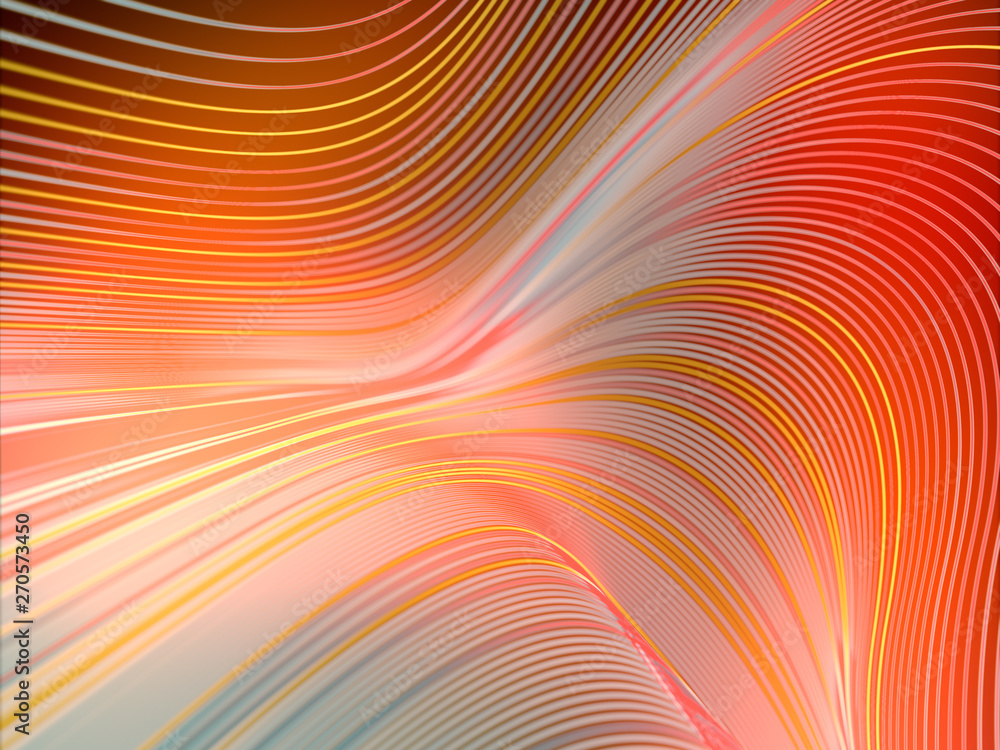 Poster Modern style abstraction with composition made of various colored lines. Wave band geometric pattern. 3d rendering