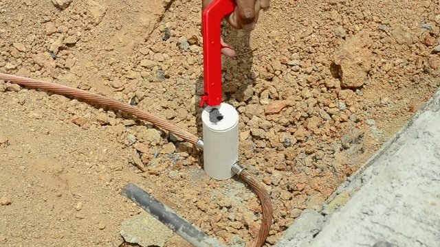 fill Weld Metal Powder in ceramic mould,Welding copper ground wire on ground part 2 (Exothermic Welding)