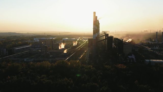 industrial landscape with heavy pollution produced by a large factory