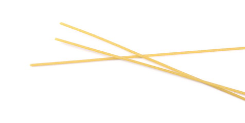 Integral spaghetti, pasta isolated on white, top view 