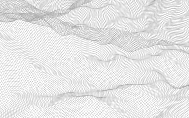 Abstract landscape on a white background. Cyberspace grid. hi tech network. 3d illustration
