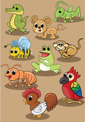 A vector illustration of cute animal sets	