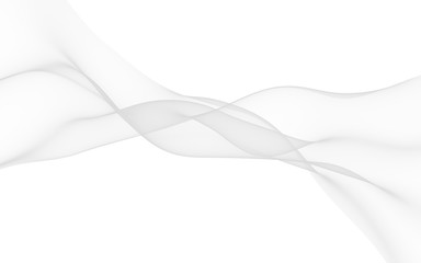 White abstract background. Fluttering white scarf. Waving on wind white fubric. 3D illustration