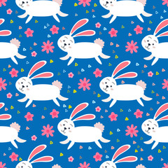 Rabbit forest Seamless Pattern. A Woodland animals