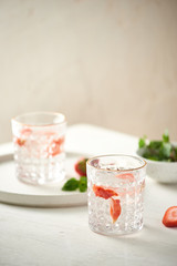 Strawberry mojito cocktail isolated on white
