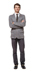 Smiling young businessman. Front view.